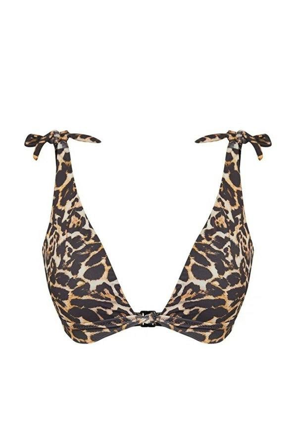WOVCOR Patterned Knotted Triangle Covered Bikini Top