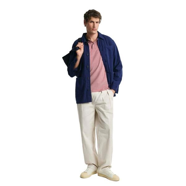 Gant Mens 4-Color Oxford Piqué Polo Shirt - Red - 