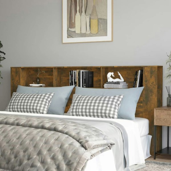 Berkfield Headboard Cabinet Smoked Oak 220x18.5x104.5 cm