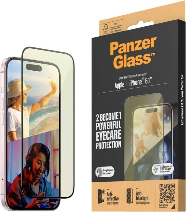 PanzerGlass Panzer Glass Ultra Wide Fit Eyecare Screen Protection for iPhone 15 6.1" - 2813