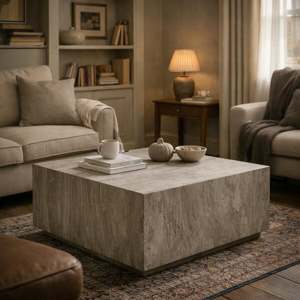 Wyld Haus Munkebo Grey Marble Square Coffee Table