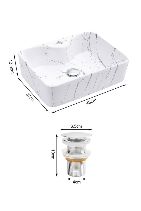 Living and Home Rectangular Marble Bathroom Vanity Vessel Sink