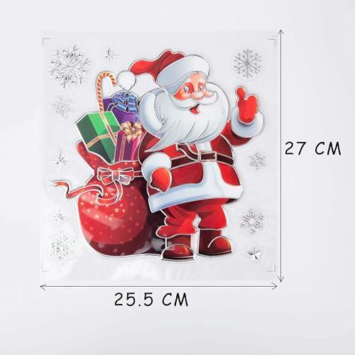6 Pack 3D Christmas Window Clings for Glass, Reusable Assorted Festive Sheets image 5