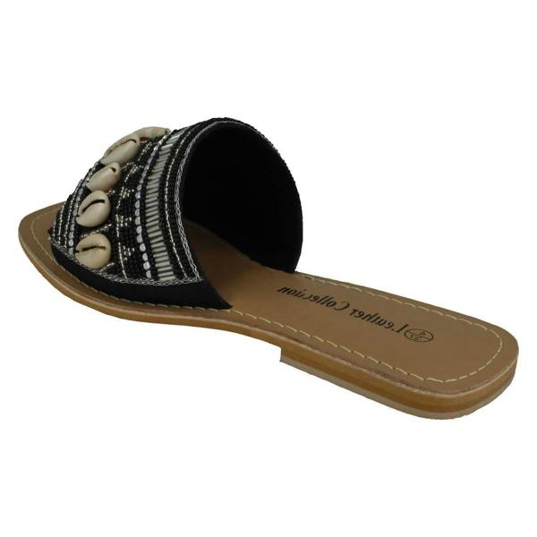 Leather Collection Ladies Leather Collection Beaded Mules F00311