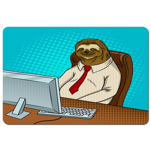 Benjamin Tate Design Sloth animal office worker pop art retro (Placemat)