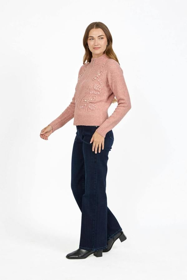 Mudflower Cornelli Embellished Zip-Up Knit Cardigan