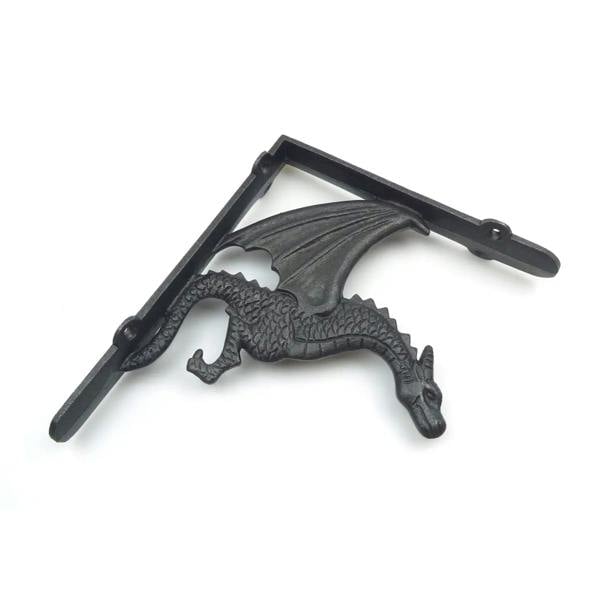 Pair of Antique Cast Iron Winged Dragon Shelf Brackets