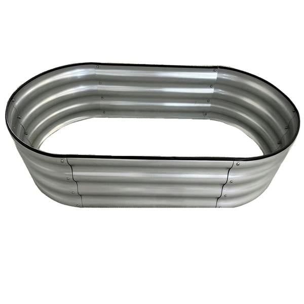 Gr8 Garden Outdoor Raised Bed Planter Oval Galvanised Steel Trough Box 120x61x30cm