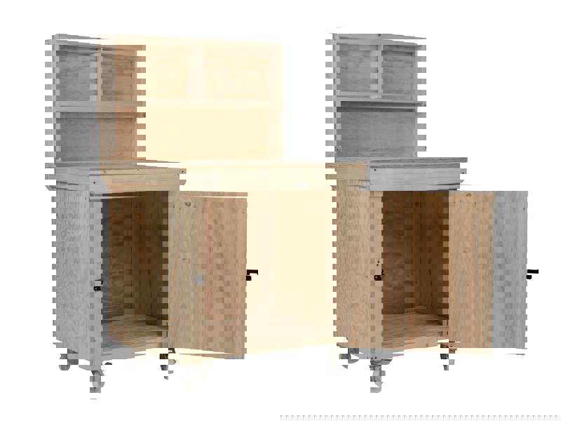 Arbor Garden Solutions Wooden Plywood Top Workbench With Lockable Cupboard (V.9) With back panel, With Wheels