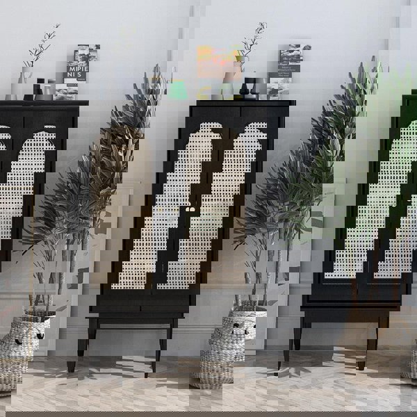 Neema Sideboard, Side Cabinet, Black & Rattan-Weilai Concept-Weilai Concept