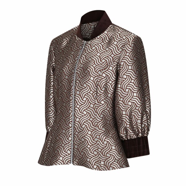 Lioness by TF Dazzle Chocolate Shimmery Fitted Jacket Blouse