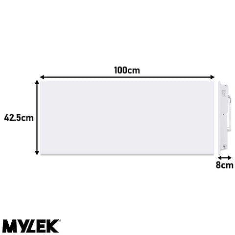 MYLEK Wall Mounted Slimline White Panel Heater 2000w Daily and Weekly Timer, Digital Thermostat