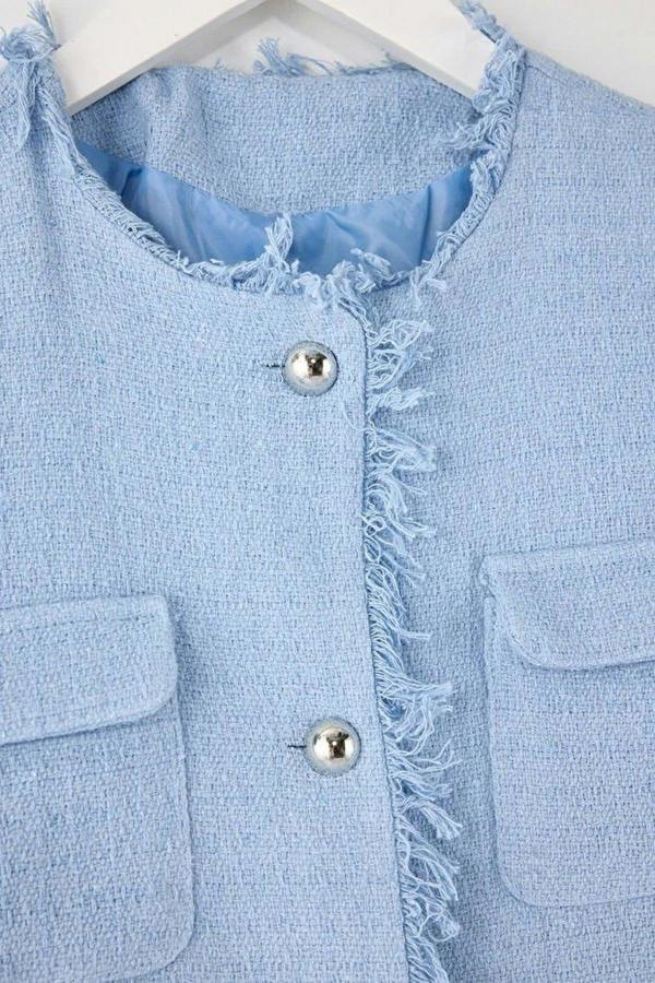 WOVCOR Woven Tweed Jacket with Accessory Buttons