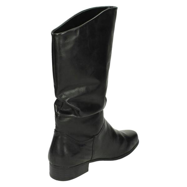 Spot On Ladies Leather Collection Pull Up Calf Length Boots