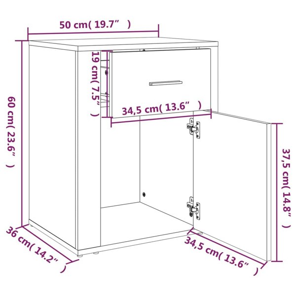 Berkfield Bedside Cabinet White 50x36x60 cm Engineered Wood