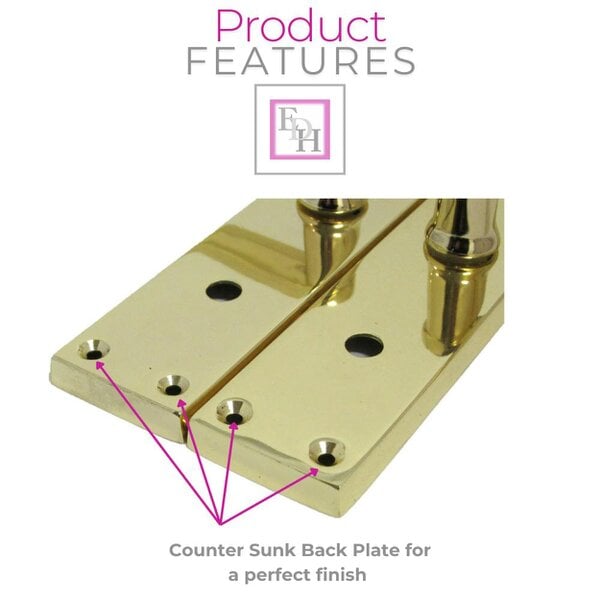 EDH Door Hardware Victorian Straight Brass Bathroom Door Handles – Interior Lock Handle