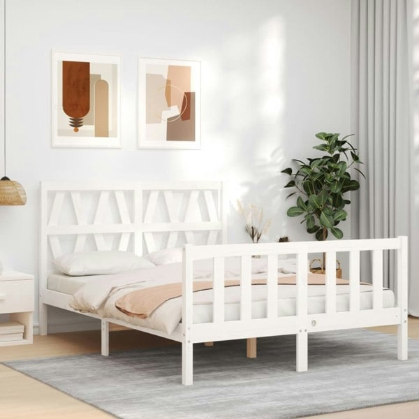 Berkfield Bed Frame with Headboard White 120x200 cm Solid Wood