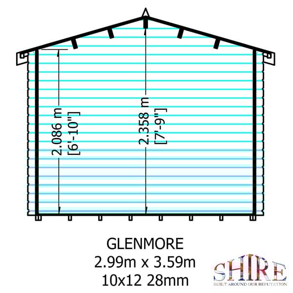 Shire Glenmore 10Gx12 Log Cabin 28mm interlock cladding - Best Shed