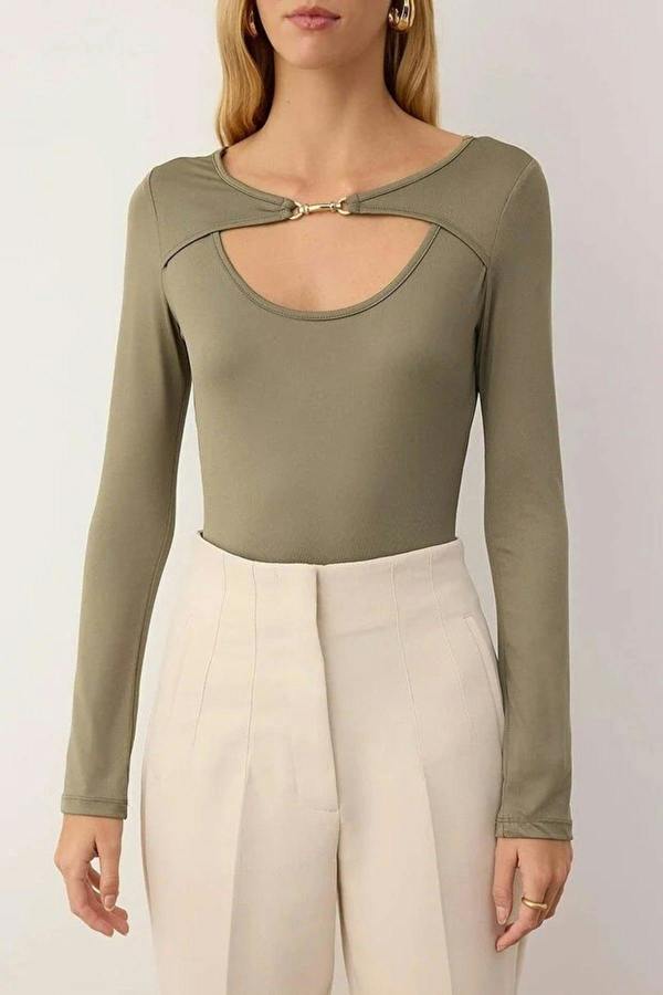 WOVCOR Knit Bodysuit with Accessory Detail