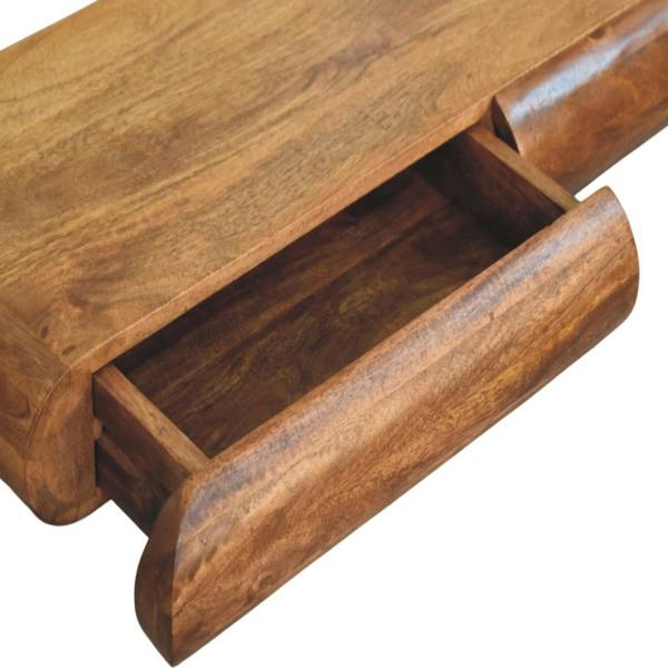 Artisan Furniture Solid Wood Solis Wall-Mounted Console, 2 Drawers, Brown