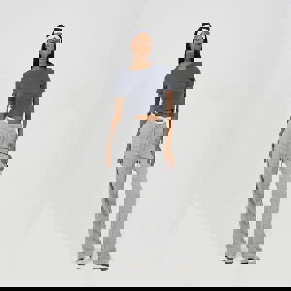 Brave Soul Grey Contrast Double Waistband Wide Leg Joggers - Grey Image 3