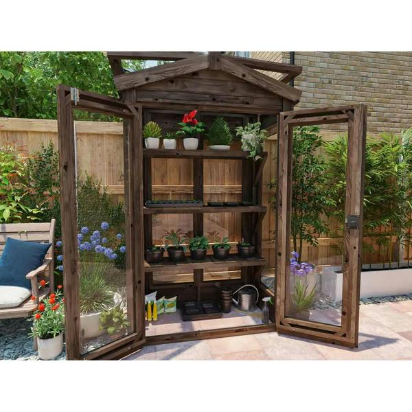Dunster House Sprouthouse Miniature Wooden Greenhouse W1.2m x D0.6m / W4' x D2' with 4mm Glass and Automatic Vent Opener