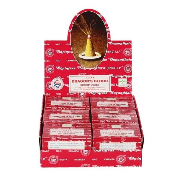Serano Set of 12 Packets of Dragon's Blood Dhoop Cones by Satya