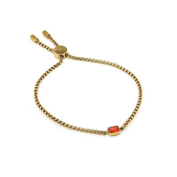 Say It With Children's January Garnet Birthstone Bracelet - Yellow Gold