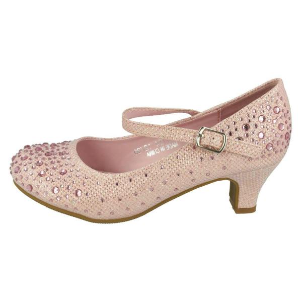 Spot On Girls Junior Spot On Sparkly Kitten Heel Party Shoes