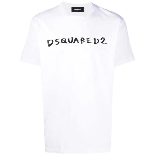 Dsquared Marker Slim Logo-print, Marker Slim Logo-print Short-sleeved White T-shirt Short-sleeved T-Shirt   in  Black