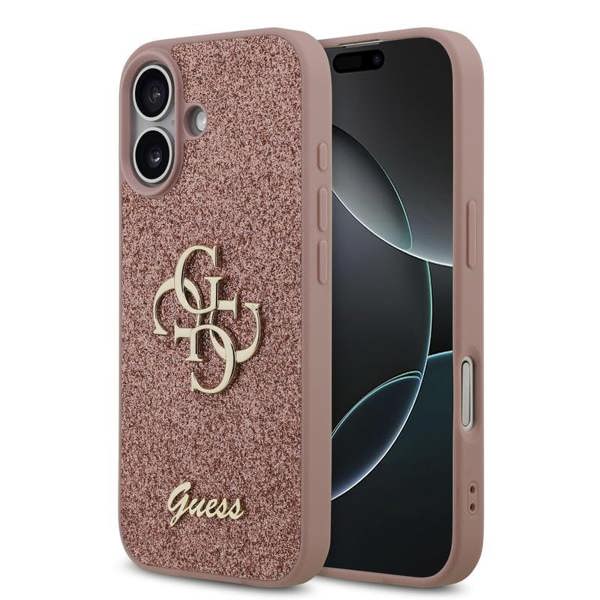 Guess PU Fixed Glitter Big 4G Metal Logo Case for iPhone 17 6.3" Pink - GUHCP17SHG4SGP