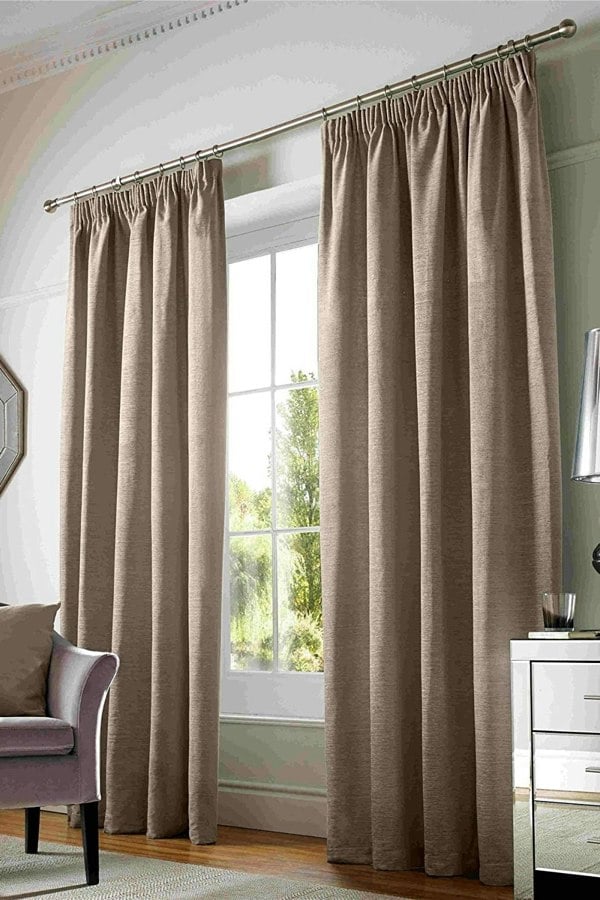 Alan Symonds Chenille Fully Lined Ready Made Curtains Pencil Pleat Taped Top Curtain Pair