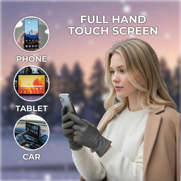 Infinity Leather Womens Italian Leather Winter Stitch Line Design Soft Wool Lining Gloves - L-GLV-301