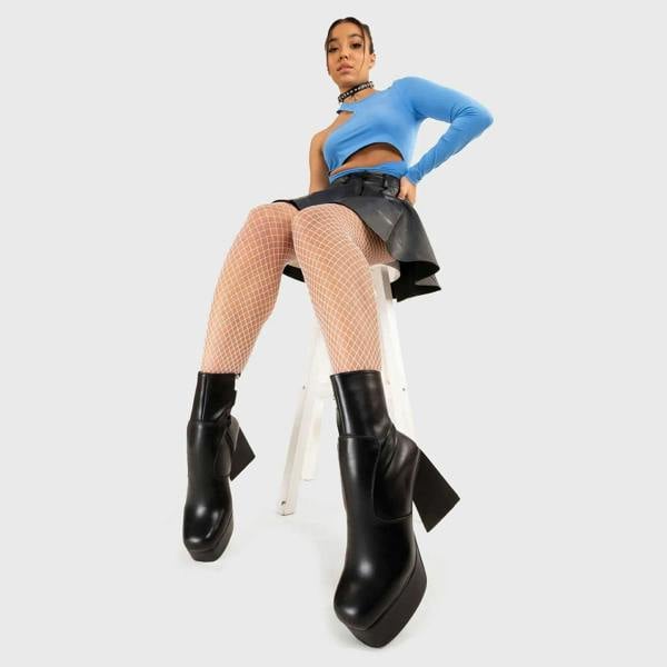 Lamoda Never Simple BlackPU Platform Ankle Boots Bold Chic Fashion Shoes