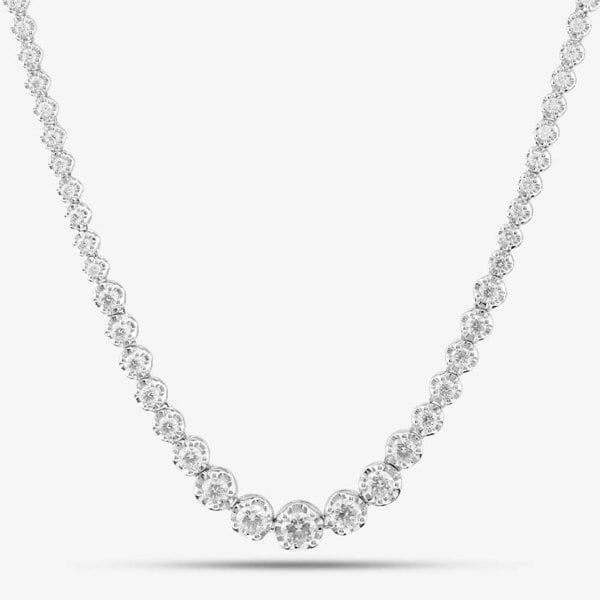 T. H. Baker 9ct White Gold Certificated Lab Grown 5.00ct Brilliant Cut Diamond Tennis Necklace LGN23469-500SFN (WG)