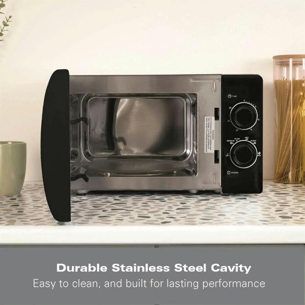 Hamilton Beach 20L Manual Black Microwave With Stainless Steel Cavity - Hamilton Beach UK