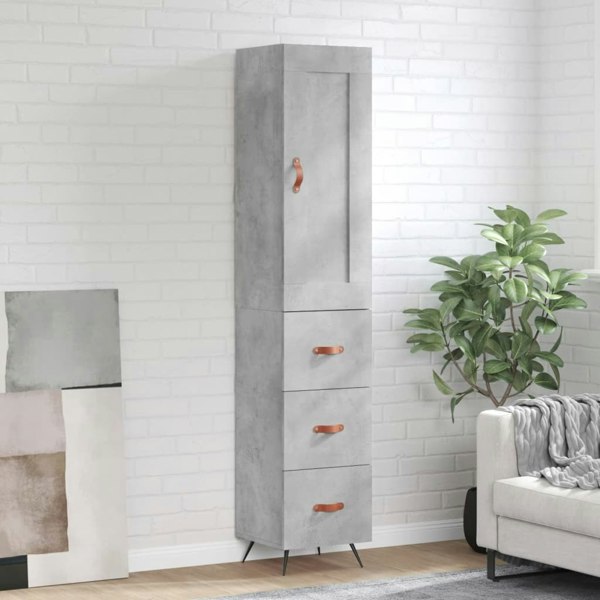 Berkfield Highboard Concrete Grey 34.5x34x180 cm Engineered Wood
