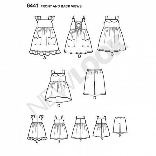 New Look Sewing Pattern 6441, Dresses, Trousers, Tops for Kids, Baby, A (1/2-1-2-3-4) - Easy
