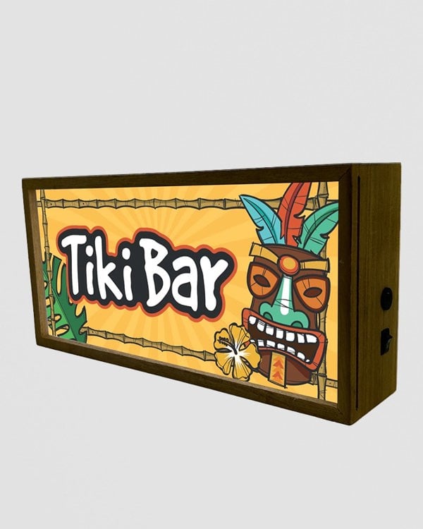 Personalised Light Box Sign – Home Tiki Bar Glow with Custom Text
