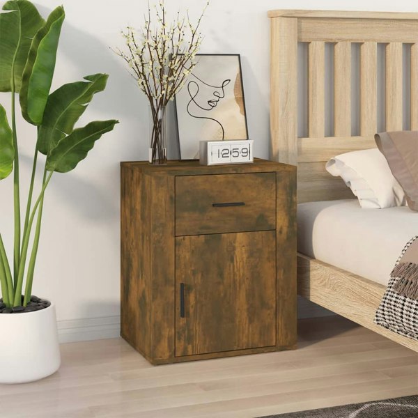 Berkfield Bedside Cabinet Smoked Oak 50x36x60 cm Engineered Wood