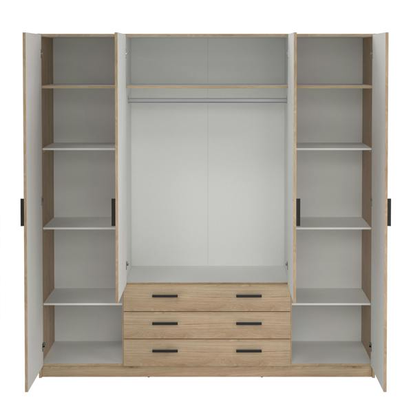 Furniture To Go Sprint Wardrobe with 4 Doors + 3 Drawers in Jackson Hickory