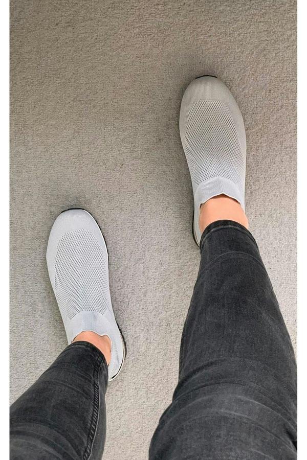 Jessi Slip On Sock Wedge Trainers - Grey