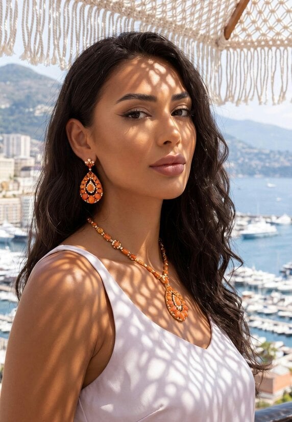 Latelita Paloma Fire Opal Statement Necklace Gold