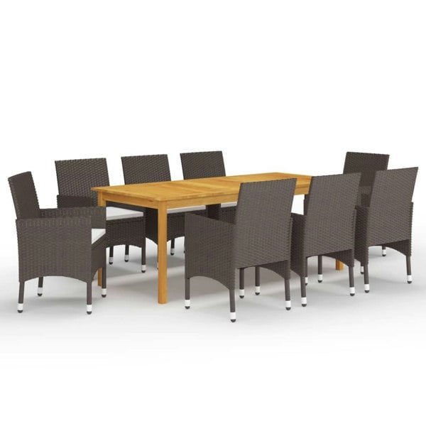 Berkfield 9 Piece Garden Dining Set with Cushions Brown