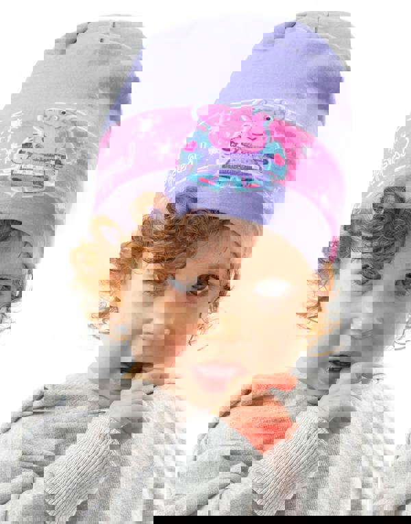 Peppa Pig Girls Purple Character Beanie Hat