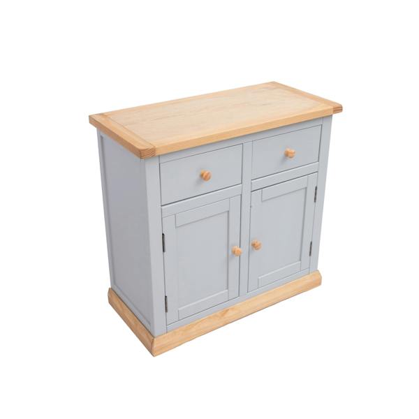 Cabinet Bits Bomporto Light Grey 2 Drawer 2 Door Sideboard Wood Knob