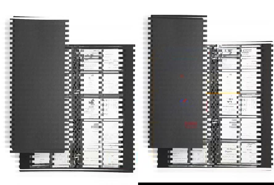 Durable VISIFIX 400 Business Card Ring Binder Album | A-Z Index Tabs | A4 Black