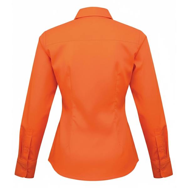 Premier Womens/Ladies Poplin Long-Sleeved Blouse - Orange
