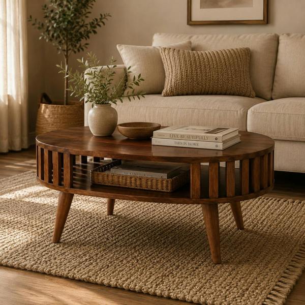 Artisan Furniture Solid Wood Honey Caramel Ariella Coffee Table