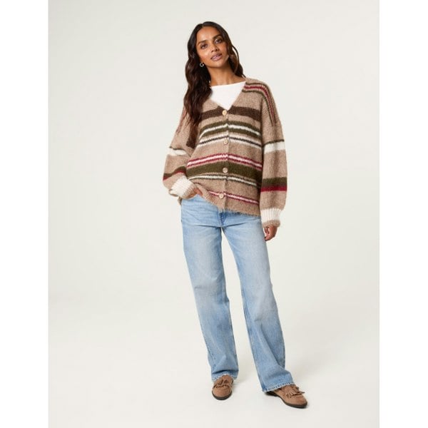 Blue Vanilla Multi Stripe Knit Cardigan